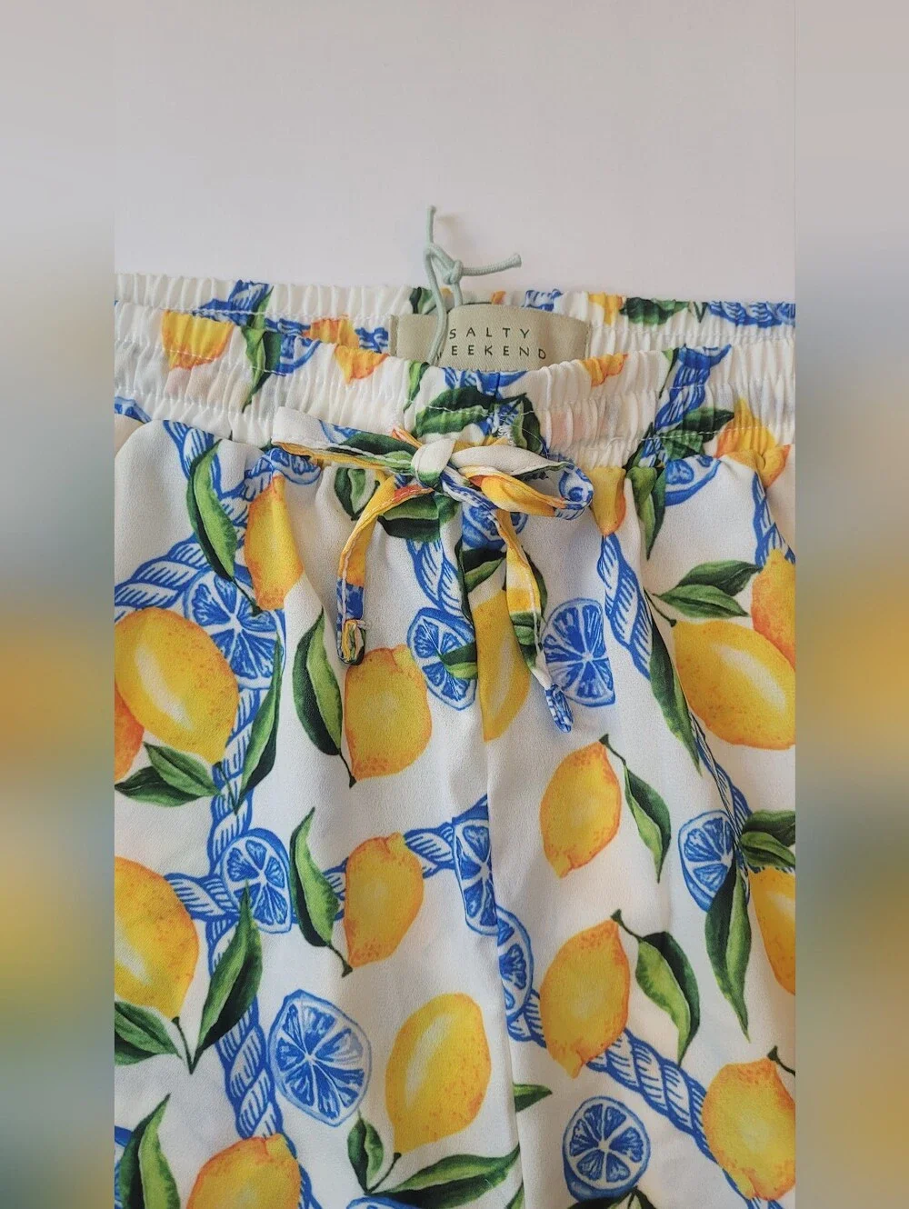 NWT Salty Weekend Costa Wide Leg Pants Lemon Print Small - Picture 7 of 14